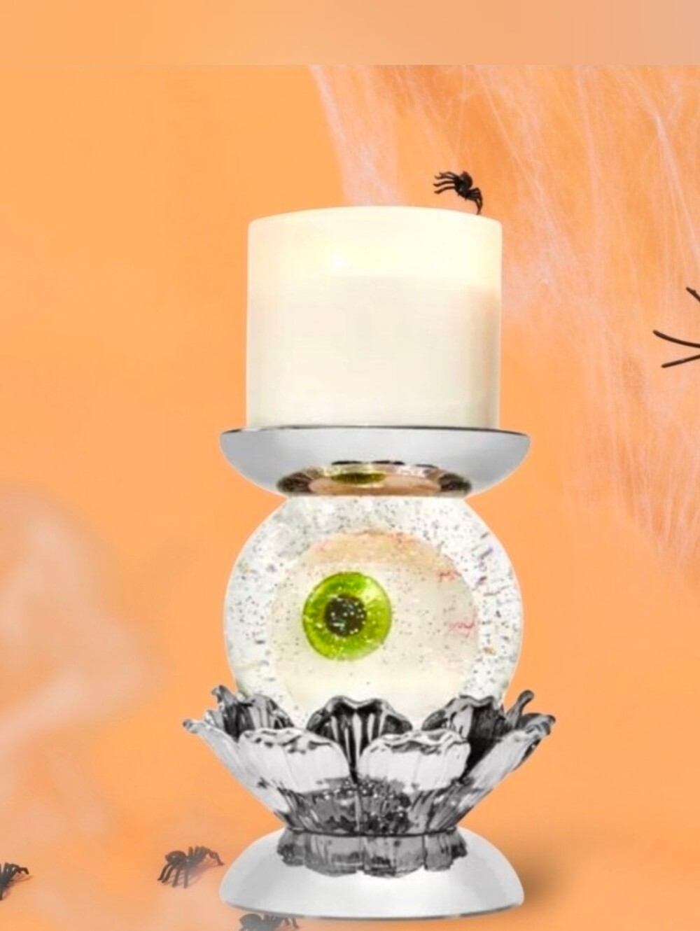HALLOWEEN EYEBALL PEDESTAL WATER GLOBE 3-WICK CANDLE HOLDER BY BATH & BODY WORKS